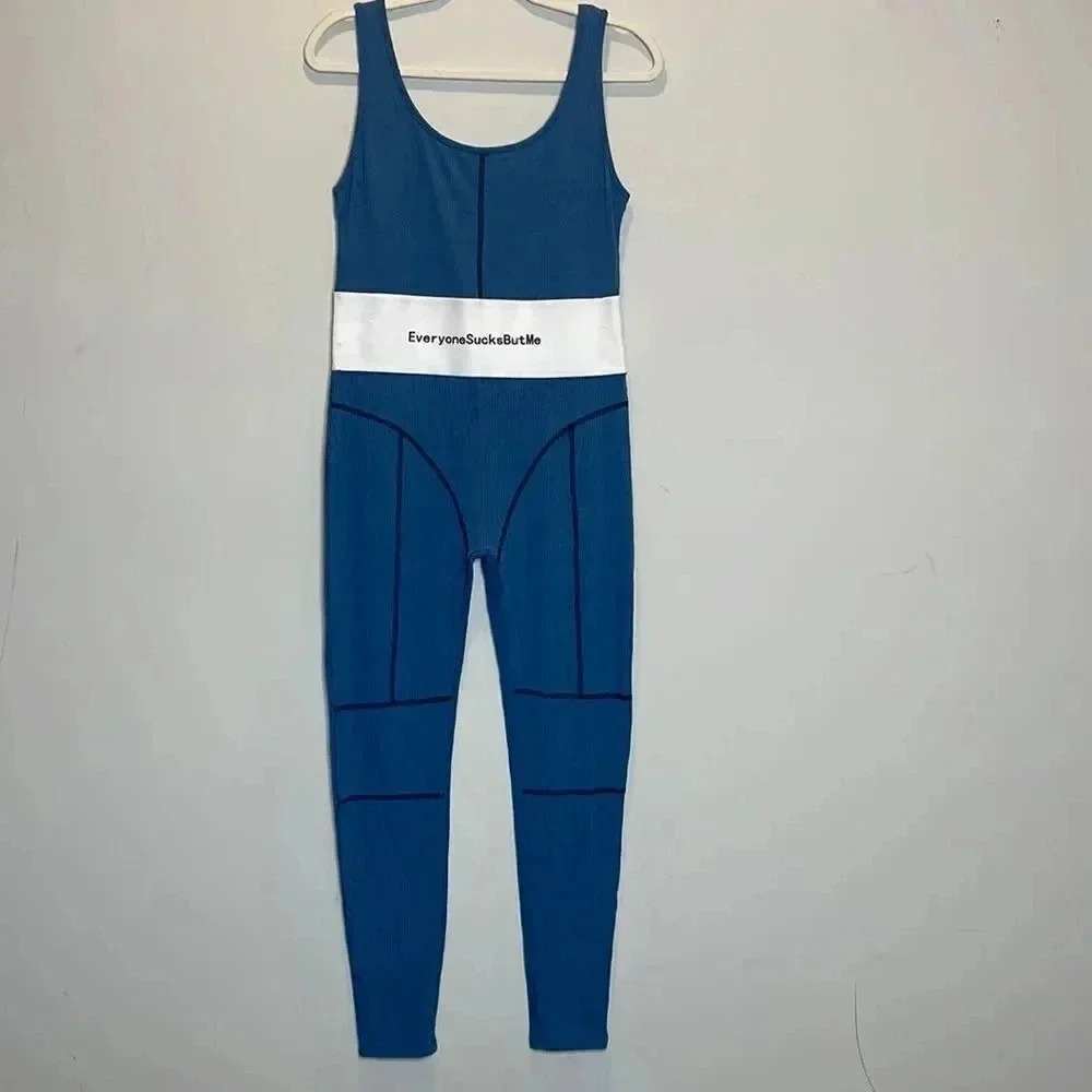 Everyone sucks blue and white Jumpsuit - Picture 2 of 12